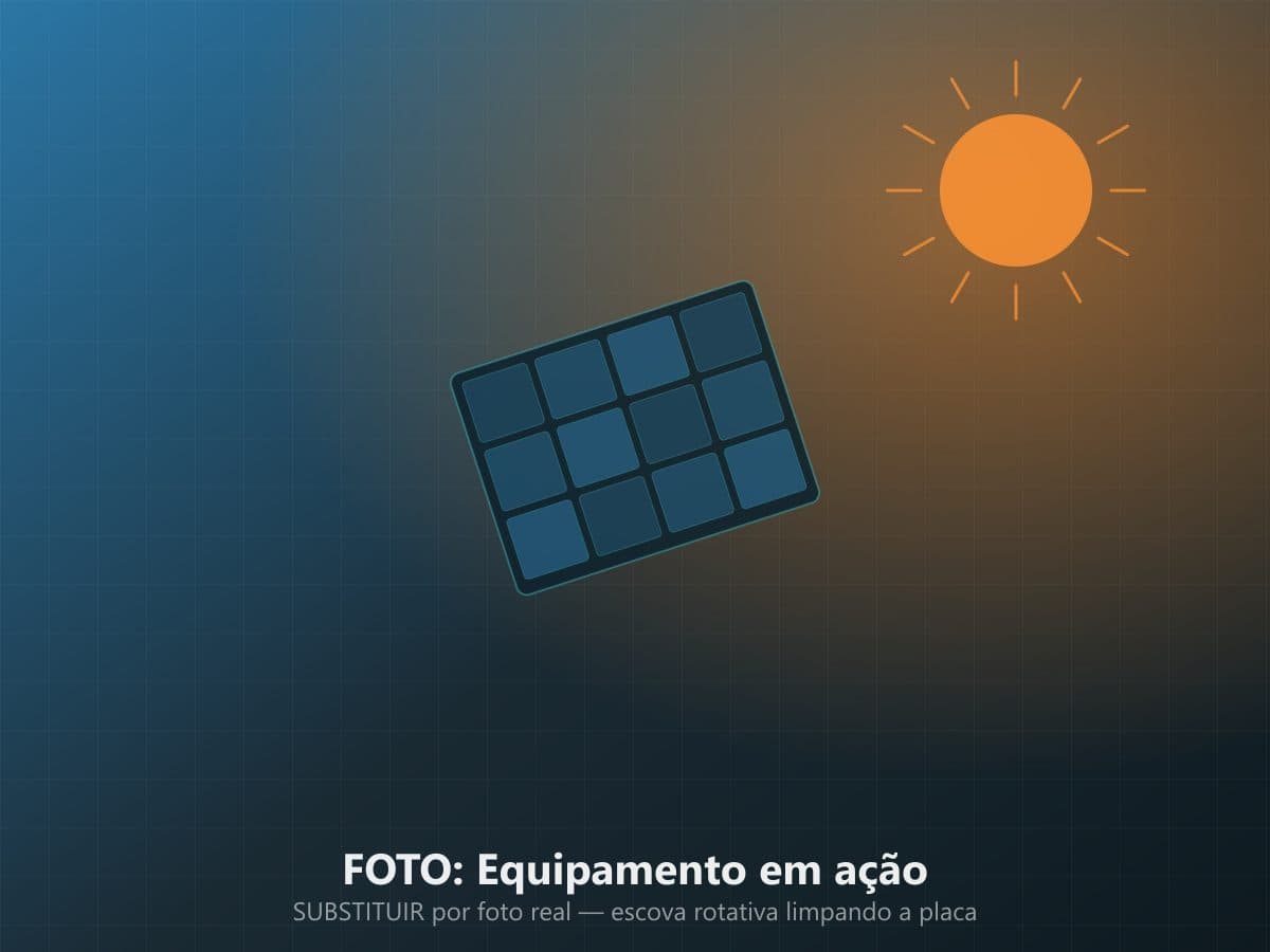 Limpeza profissional de placa solar com equipamento especializado
